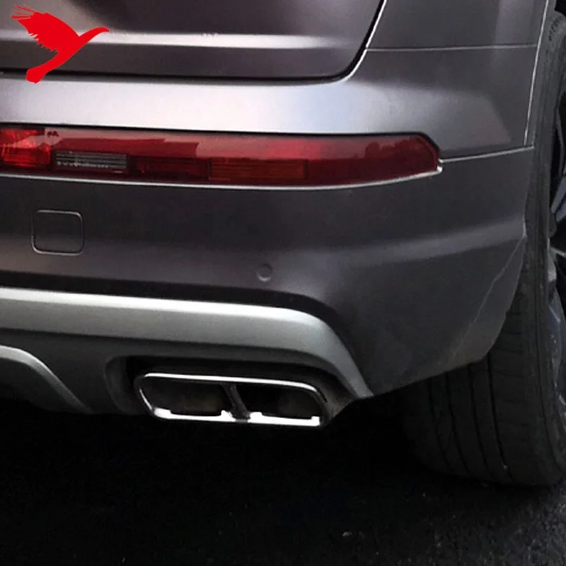 Tailpipe Trim 2Pcs Car Stainless Steel 4 Outlet Exhaust Tail Pipe Cover Trim fit for Q7 2016-2018 