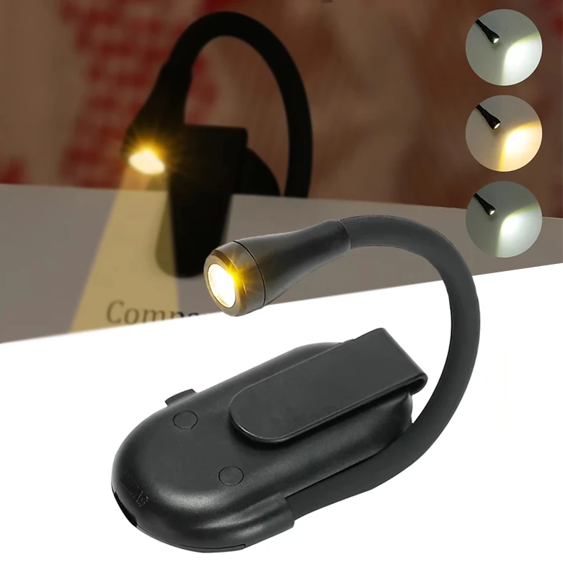 Rechargeable LED Reading Light Color Temperatures Clip on Book