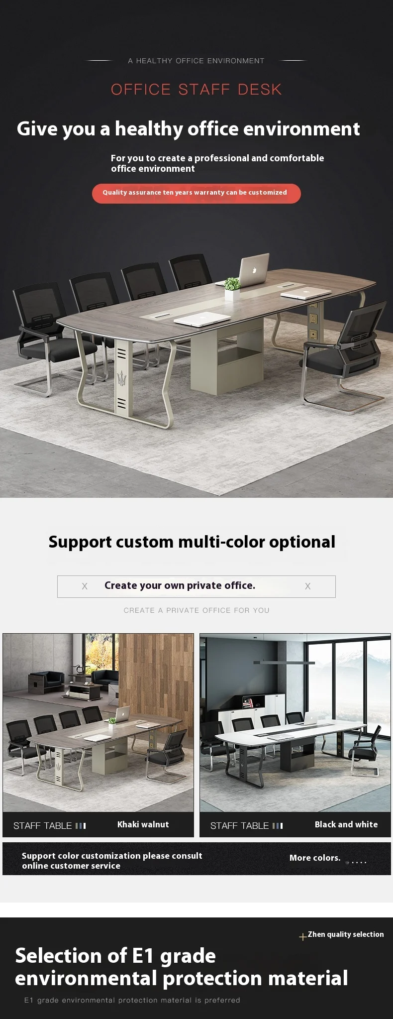 Luxury High-grade 2.4 Meters Modern Conference Table with Customized Large Size Factory New Chairs Wood Material