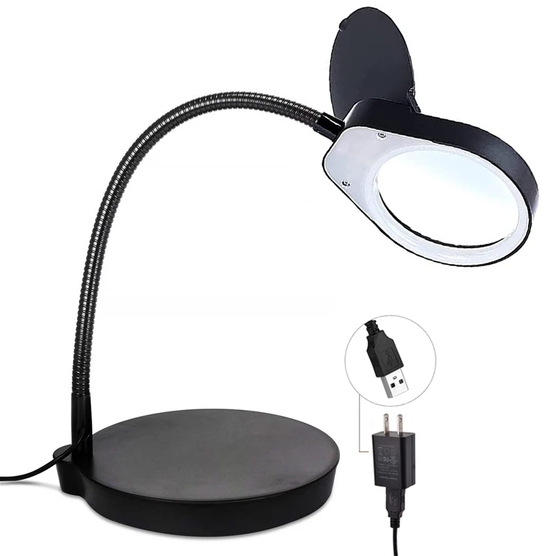 PDOK Factory Professional Magnifying Glass with Light Stand
