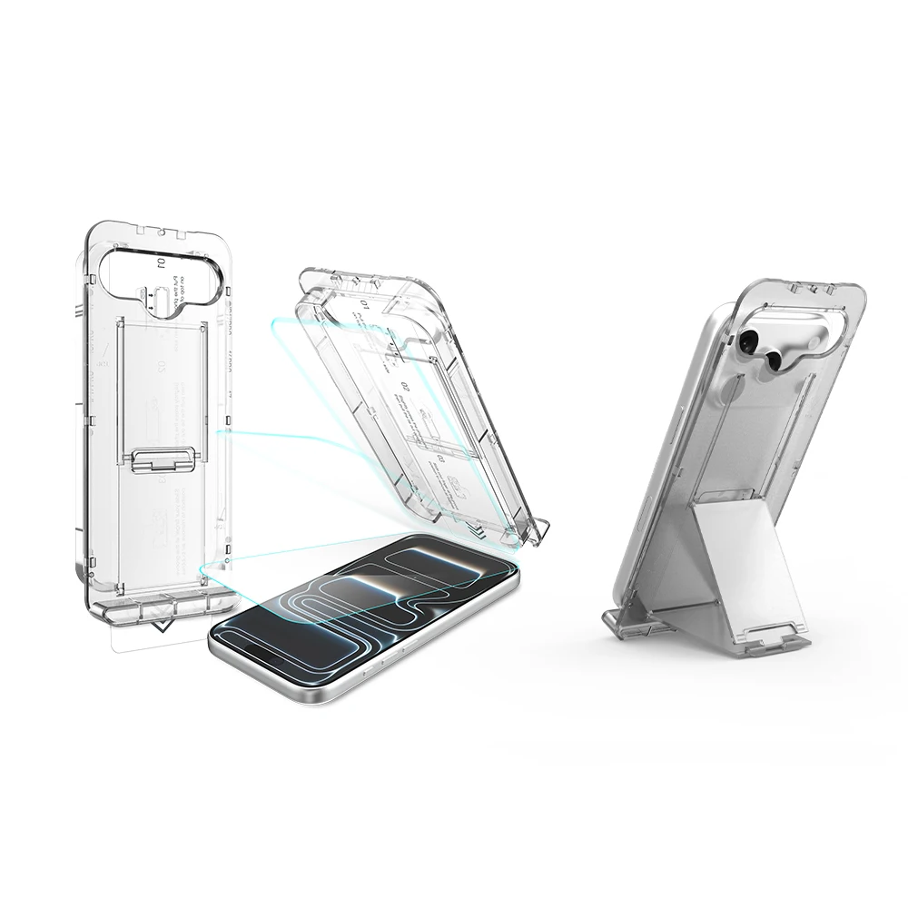 Plateau support arrière Laudtec en verre trempé avec support et film protecteur d'écran HD clarté pour Iphone 17 Air 16 Pro Max Sjk1107