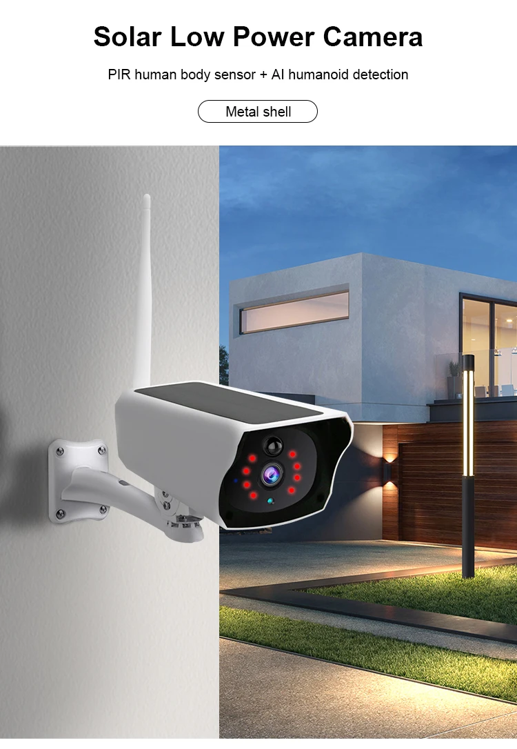 Night Vision 1.3W Solar 4G CCTV Camera , CMOS 4G Solar Powered Security Camera
