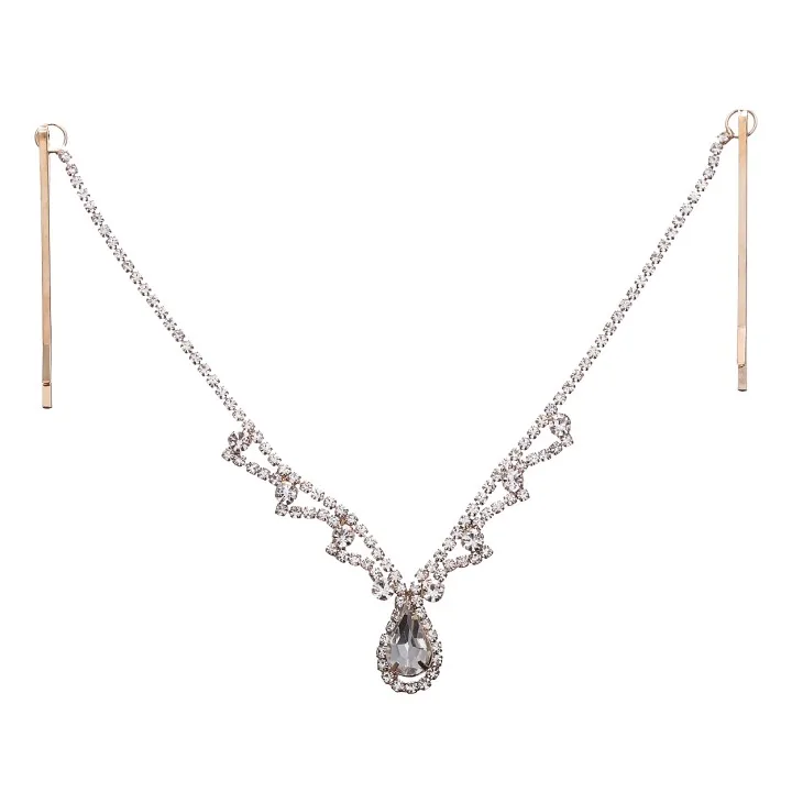 2022 New Arrivals Pendant Diamond Wedding Tiaras Handmade Rhinestone Bridal Headpiece Hair Chains Accessories Jewelry for Women