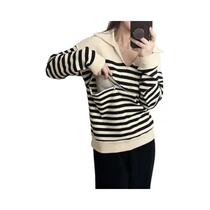Maternity Knit Striped Pullover Breastfeeding Top