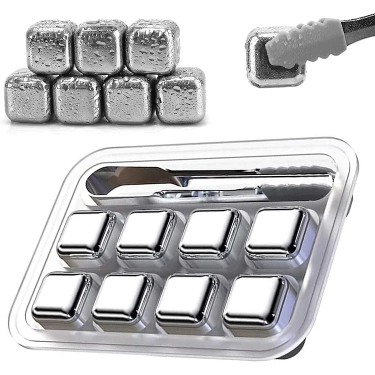 304 Stainless Steel Square 27mm Reusable Whiskey Stones Ice Cubes for Bourbon Beverage Chilling OEM with Custom Logo
