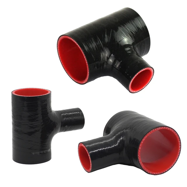 T Shape Silicone Tube for BOV Coupler Blow Off Valve Adapter Intercooler Turbo Kit 51-76mm Hose T Piece Rubber Joiner 3-way Pipe