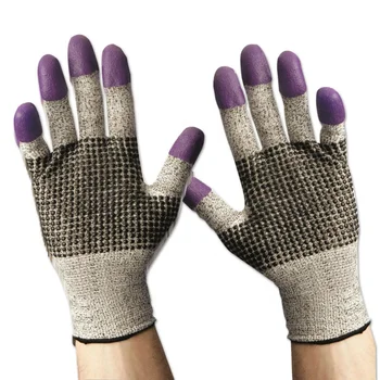 HPPE Purple Nitrile Dots Construction Abrasion Hand Protection Anti Cuts Labour Cut Resistant Gardening Work Gloves
