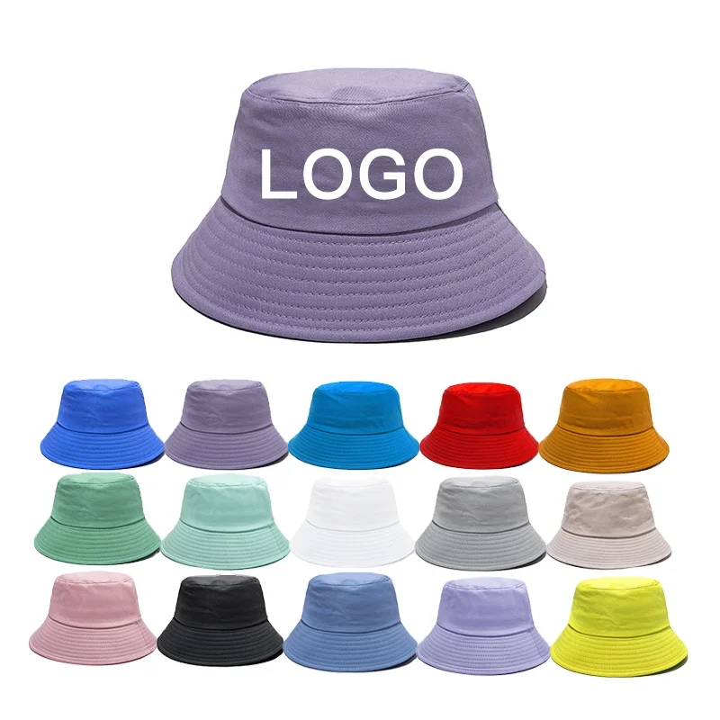 Custom Sublimated 3d Embroidery Logo Fisherman Hat Flat Top Wide Brim Cotton Foldable Vintage Denim Washed Bucket Hat for Women