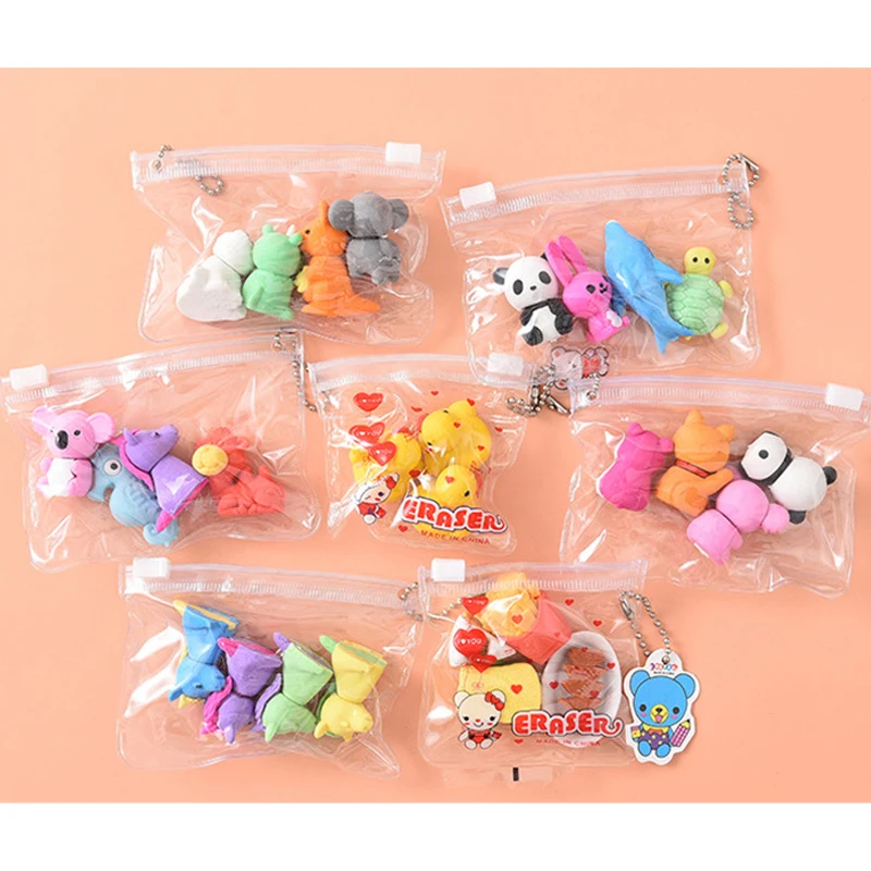 Сумка на Молнии Kawaii 3D ластик детский стационарный набор резиновый подарок коала утка тигр панда единорог лошадь