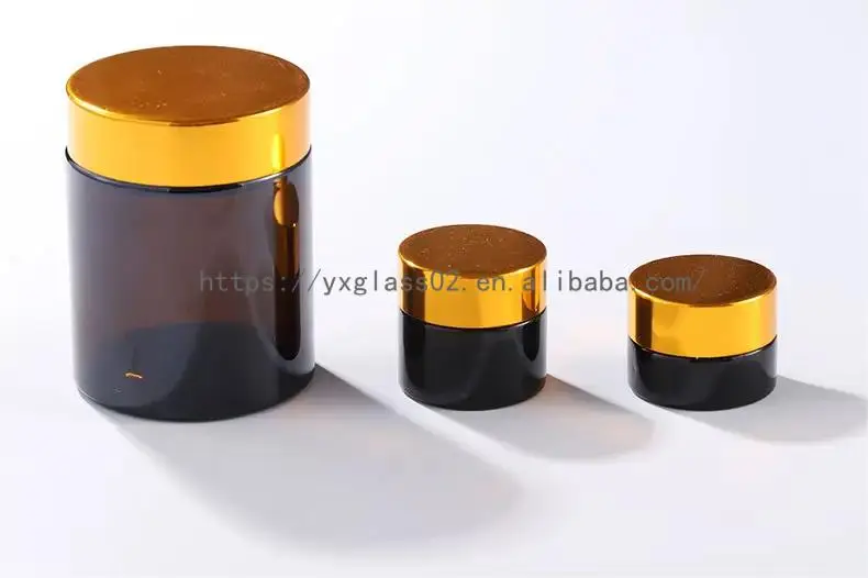 Cosmetic Glass Jars Empty Skincare Square Amber Face Cream Packaging container with Screw lid 15g20g30g50g supplier