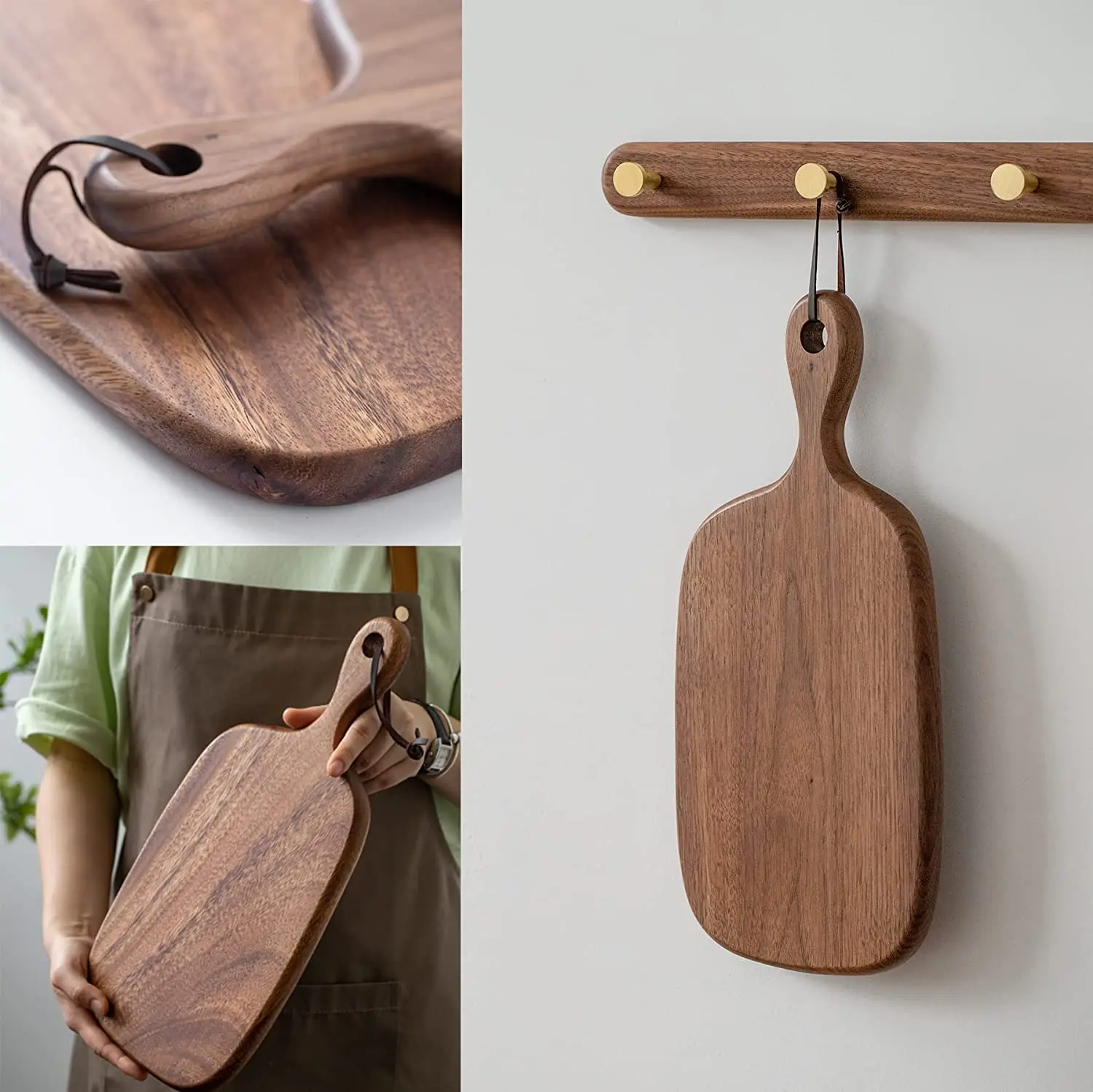 Wholesale Cutting Board with Handle Walnut Wooden Chopping Boards for Bread Vegetables Fruits