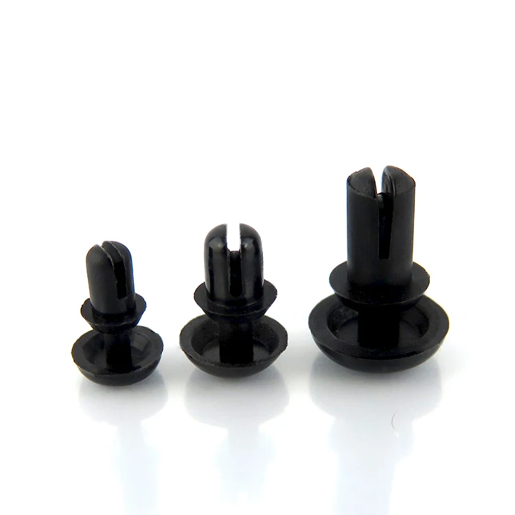 Free Sample Flat Plastic Snap Rivets Black Plastic Nylon Barbed Rivets Ratchet Black Nylon Push Rivets