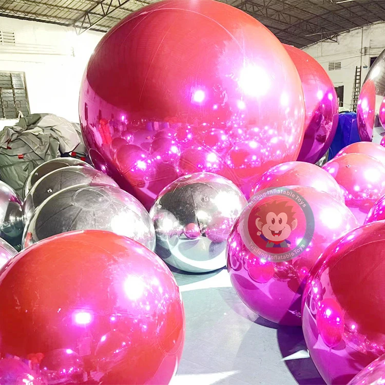 2023 New Inflatable Chrome Ball Inflatable Sliver Spheres Mirror Ball Big Shiny Balls Inflatable