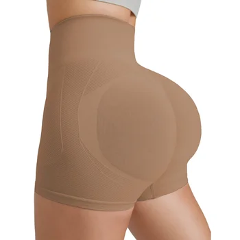 Custom Gym Fitness Seamless Rib Women Yoga Slim Shorts Yoga Gym Biker Scrunch Butt Women's Shorts