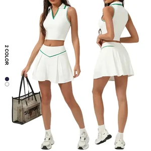 Custom Logo Sport Outfit Mini Workout 2 Pieces Golf Skirt Dress Short Women Tennis Skirt Set for Girls Women