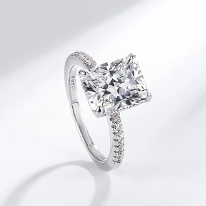 IGI for Certified Rhodium Plated S925 Sterling Silver Classic Super Sparkling Ice Flower Cut Lab Diamond Wedding Party Ring Set