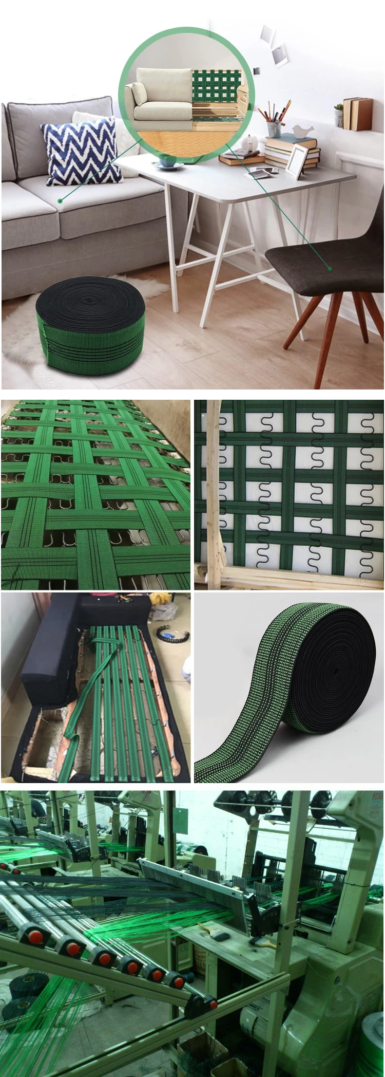 17.001 High Quality Green Heavy Sofa Diy Upholstery Pp Tape Elastic Band bing Stretching Band