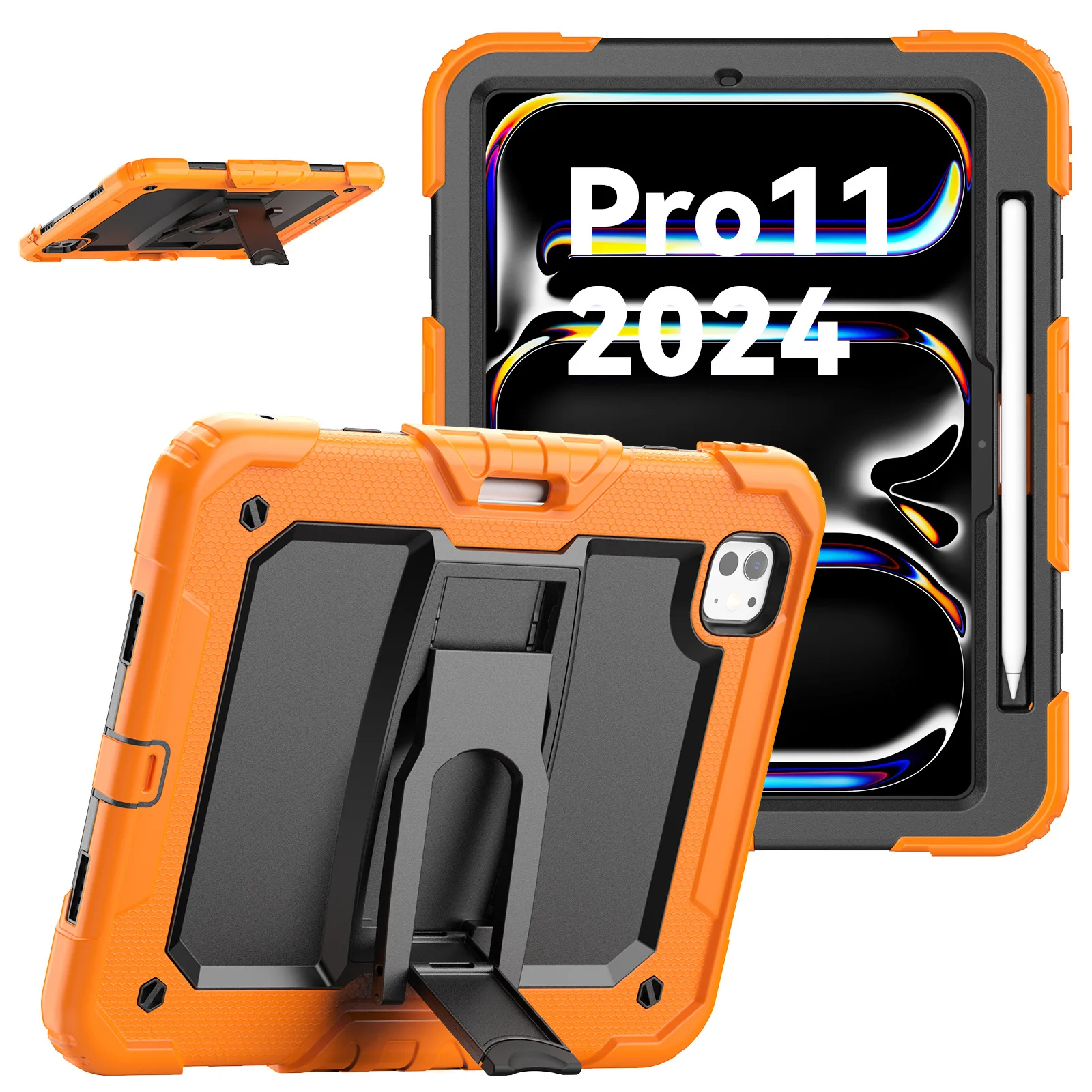 Silicone Shockproof Tablet Back Cover,Hard PC Kickstand Tablet Case With Pencil Slot for iPad Pro 13 2024/Air 13 Accessories