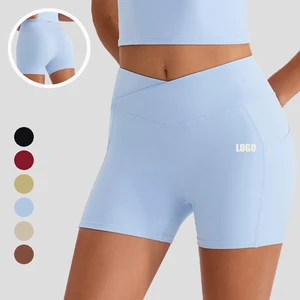 2026 V Waist Pocket Tummy Control Outdoor Biker Running Sports Compression Shorts Quick Dry Yoga Shorts