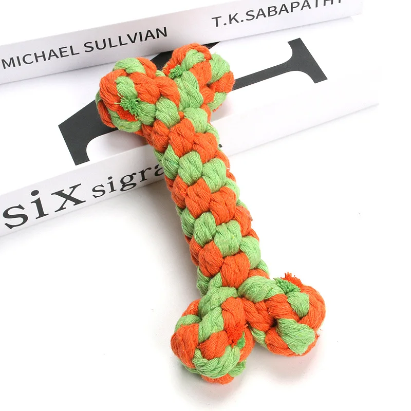 2025 New Pet Toy Colored Dog Bone Rope Knot Chew Resistant Cotton Rope Dog Toy