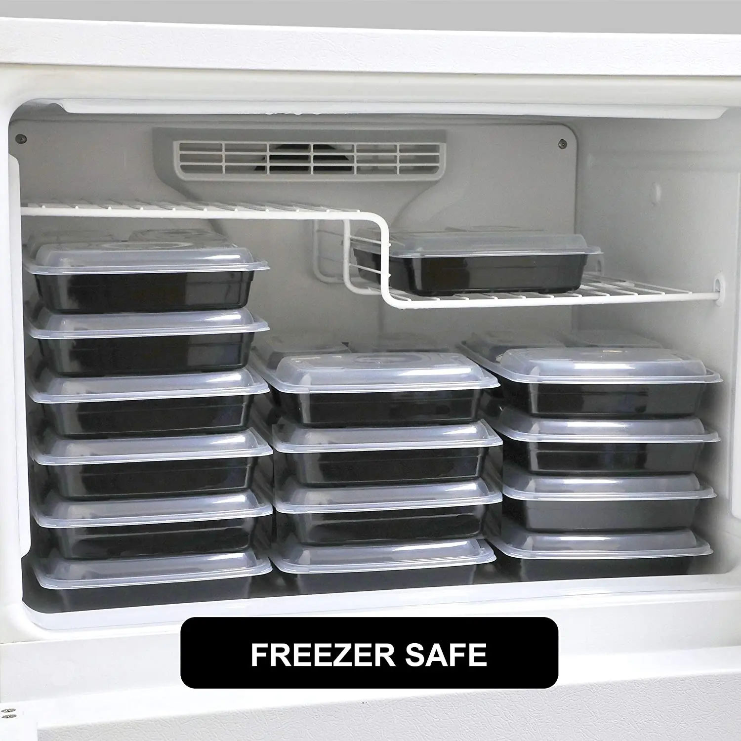 Food Storage Containers Bento Box Meal Prep Containers with Lids Microwave Plastic 3 Compartment 28 Oz Take Away Food Container