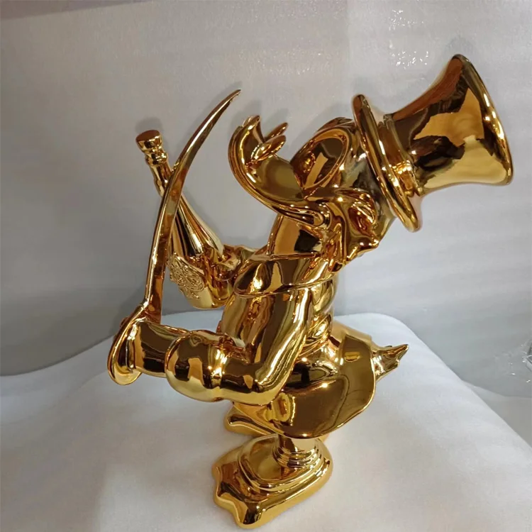 New Style Pop Art Sculpture Wholesale Custom Duck Sculpture Electroplating Fiberglass Duck Sculpture