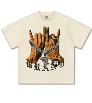 SALATI DTG Printed Men's Custom T-Shirt 100% Cotton Acid Washed Black Band Printing Short Sleeves Long Oversized Knitted gallery 7
