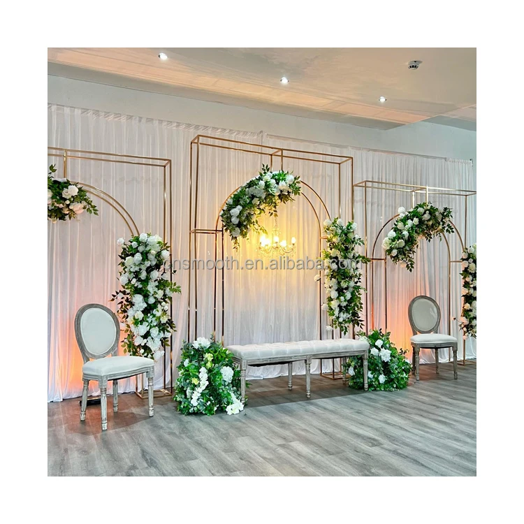 Professional Manufacturer Exquisite Backdrop Gold Metal Round Arch ...