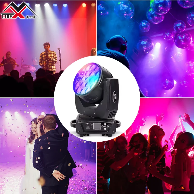 Low Price Stage Lighting MAC Aura 19x15watts RGBW 4-in-1 LED Moving Head Zoom Wash Light E27 DMX512 Control IP33 Rated