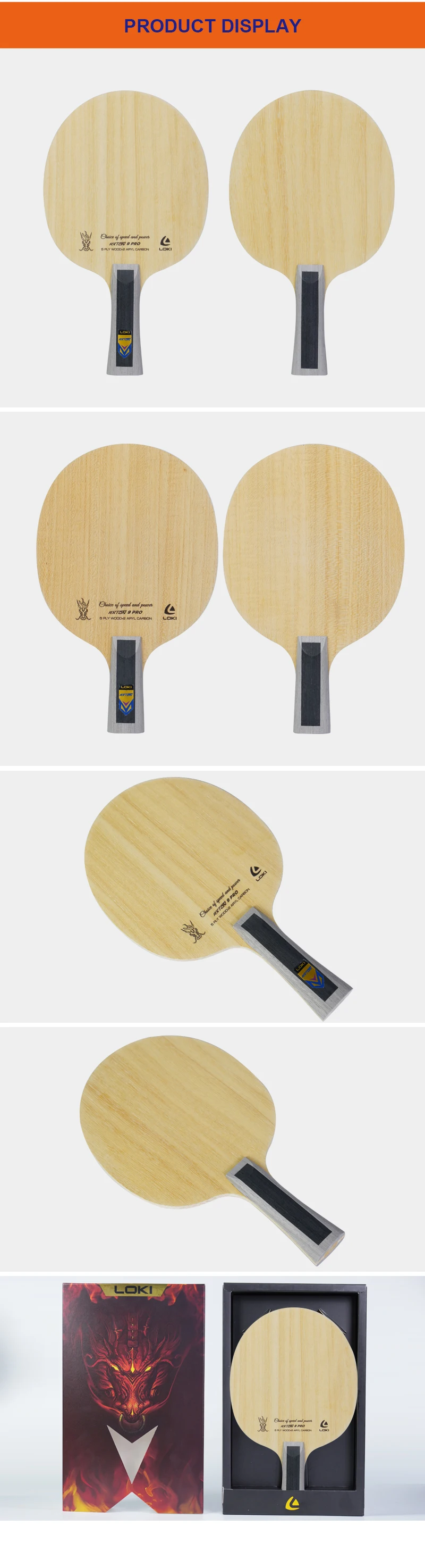 LOKI Rxton 9Pro Koto Basalt CNF Fiber Table Tennis Racket - 7 Ply Blade ...