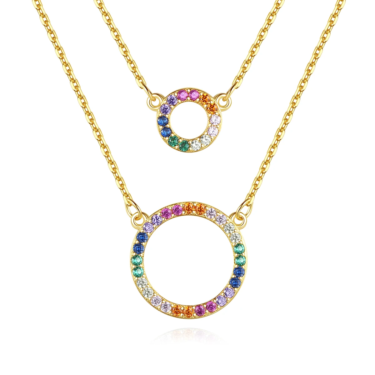 Czcity Layered Double Circle Necklace 