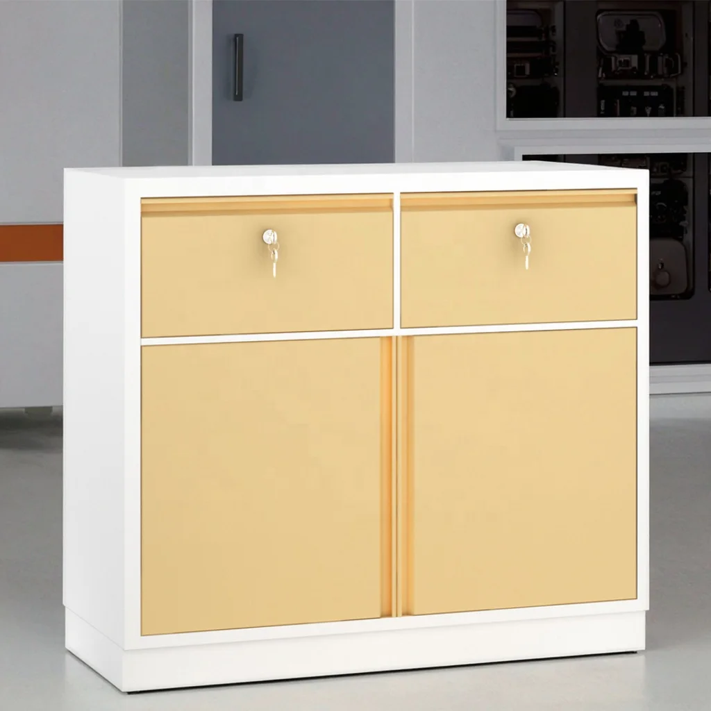 Medical Lab Double Drawer Storage Cabinet with Chemical-Resistant Coating and Sliding Label Panels Lab Equipment Organizer 4