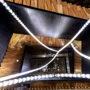 Modern Simple Minimalist LED Crystal Glass Chandelier for Hotel Lobbies and Spiral Staircases Oval Pendant for a Stylish Touch