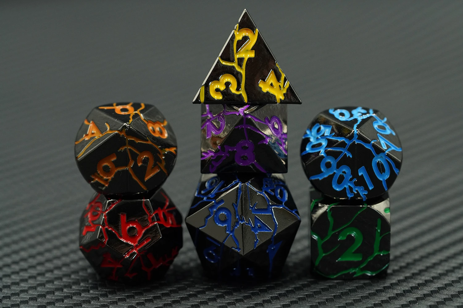 Dragon Crack Metal Rainbow 7-Piece RPG D&D Polyhedral Dice Set for Dungeons and Dragons supplier