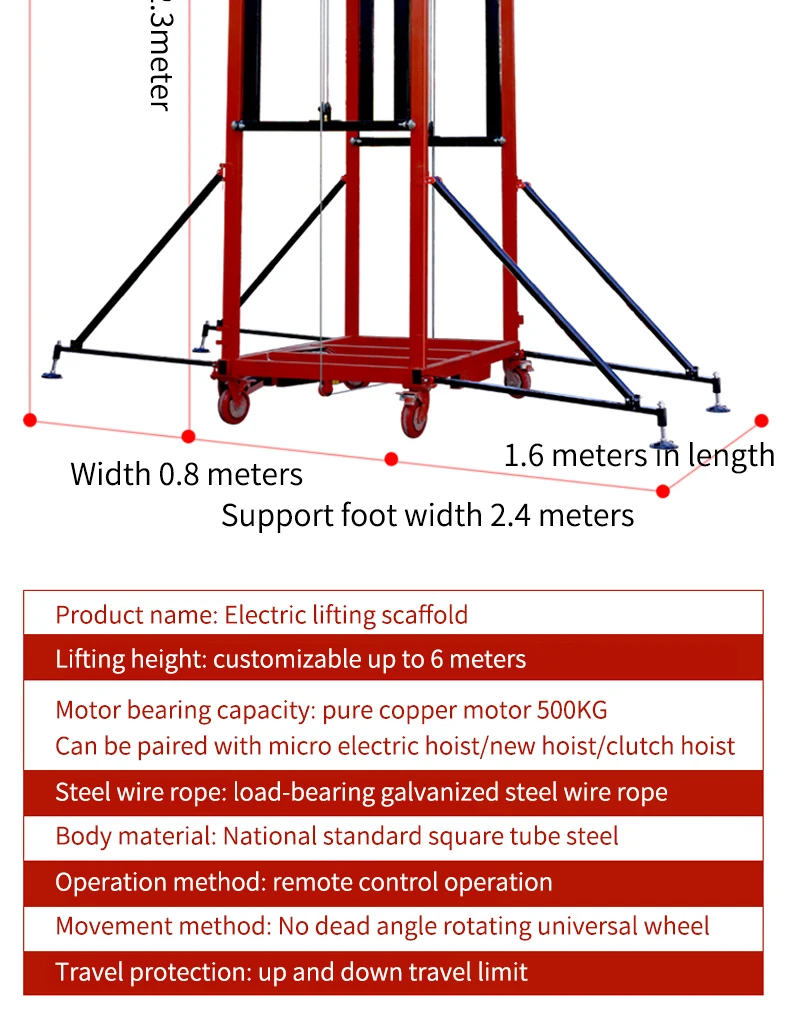 China Hot sales lift elevator electric scaffolding lifts 6m electrical scaffolding details