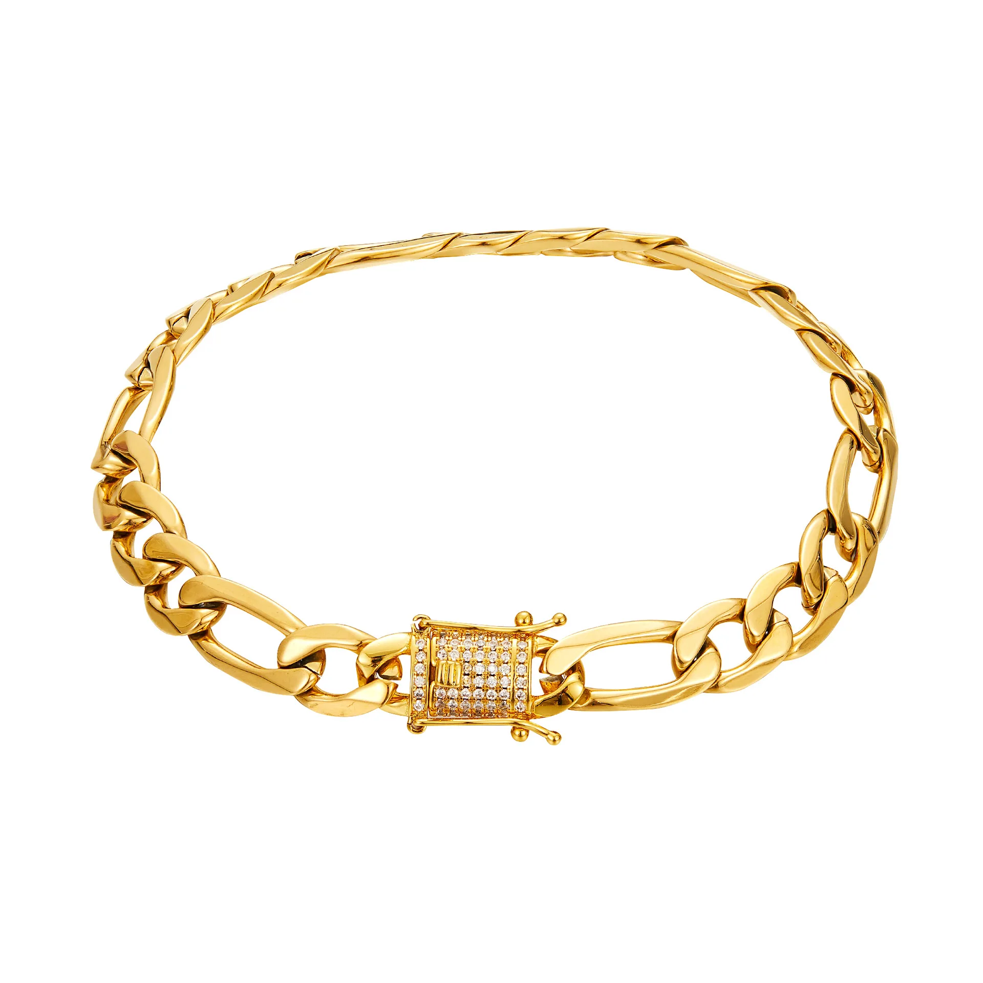European Vintage Hip Hop Real Gold Plated Jewelry Iced Out CZ