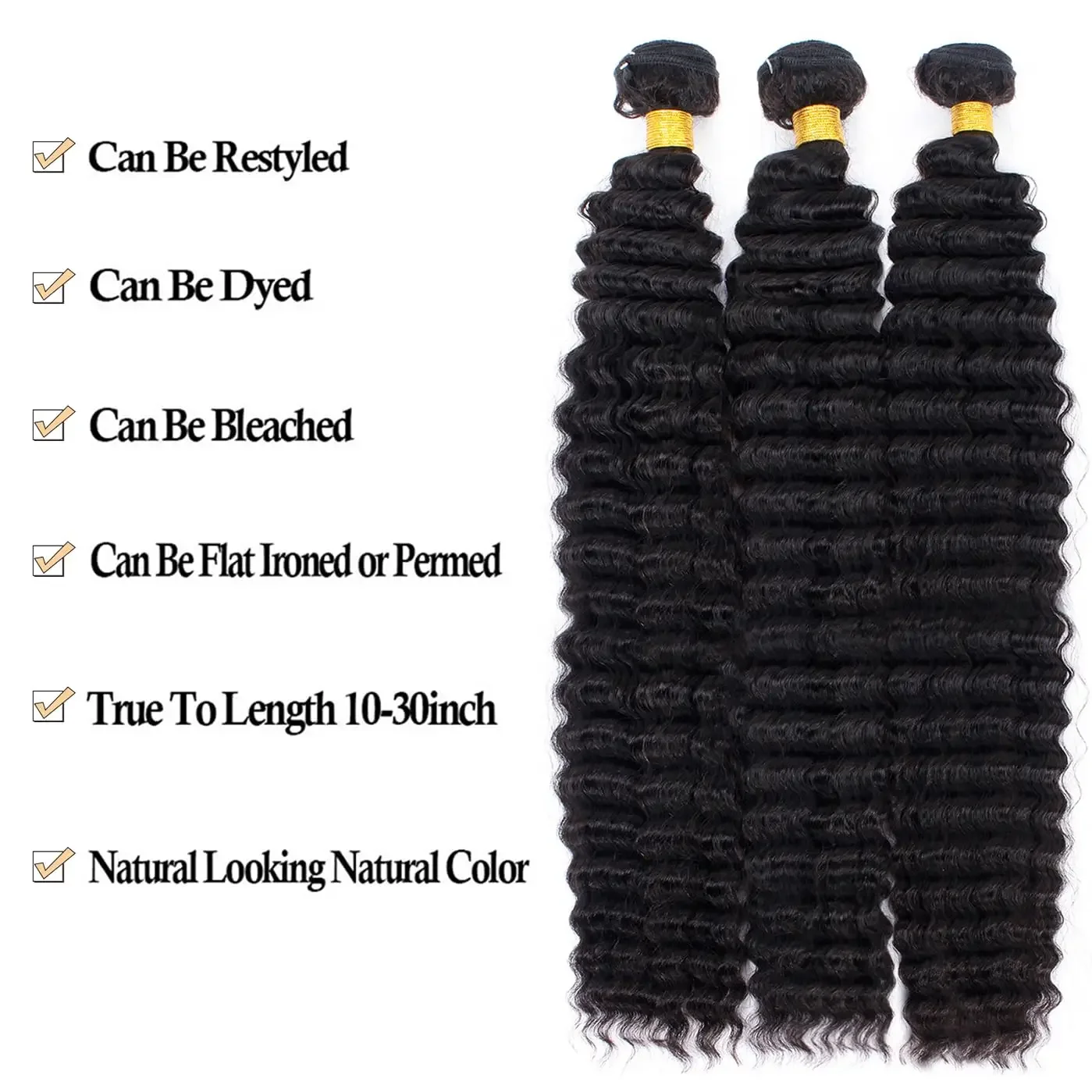 Echt haar weave extensions deep wave haar bundels zwart_voghion.com