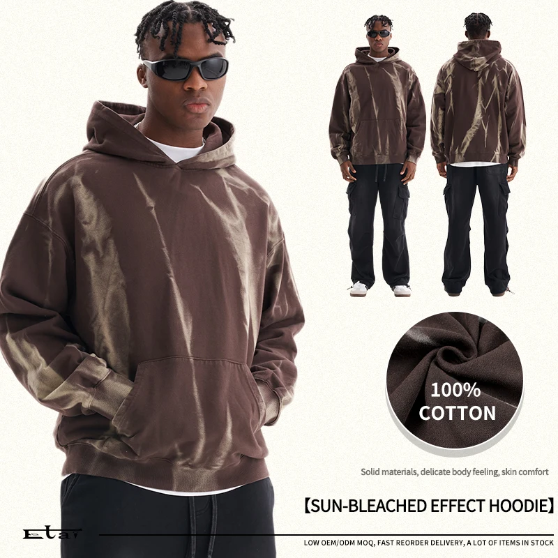 High Quality Heavyweight Sunfaded Washed Hoody Custom Streetwear Casual Fashion Acid Wash Hoodies