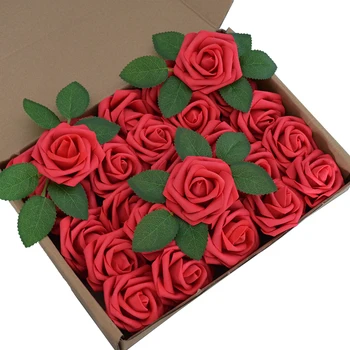 Hot Selling Artificial Foam Rose Flowers with Stem for Cake Decoration Silk Foam Rose Bulk