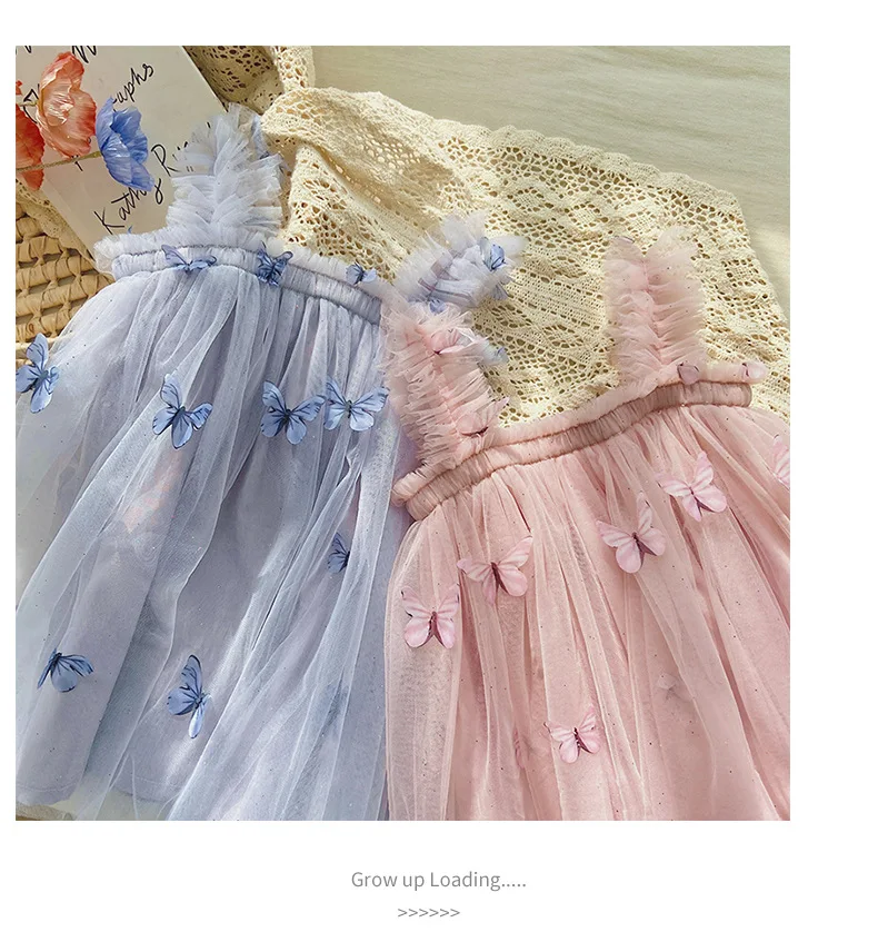 Little Girl Ruffle Dress - Butterfly Tutu Dress for Summer