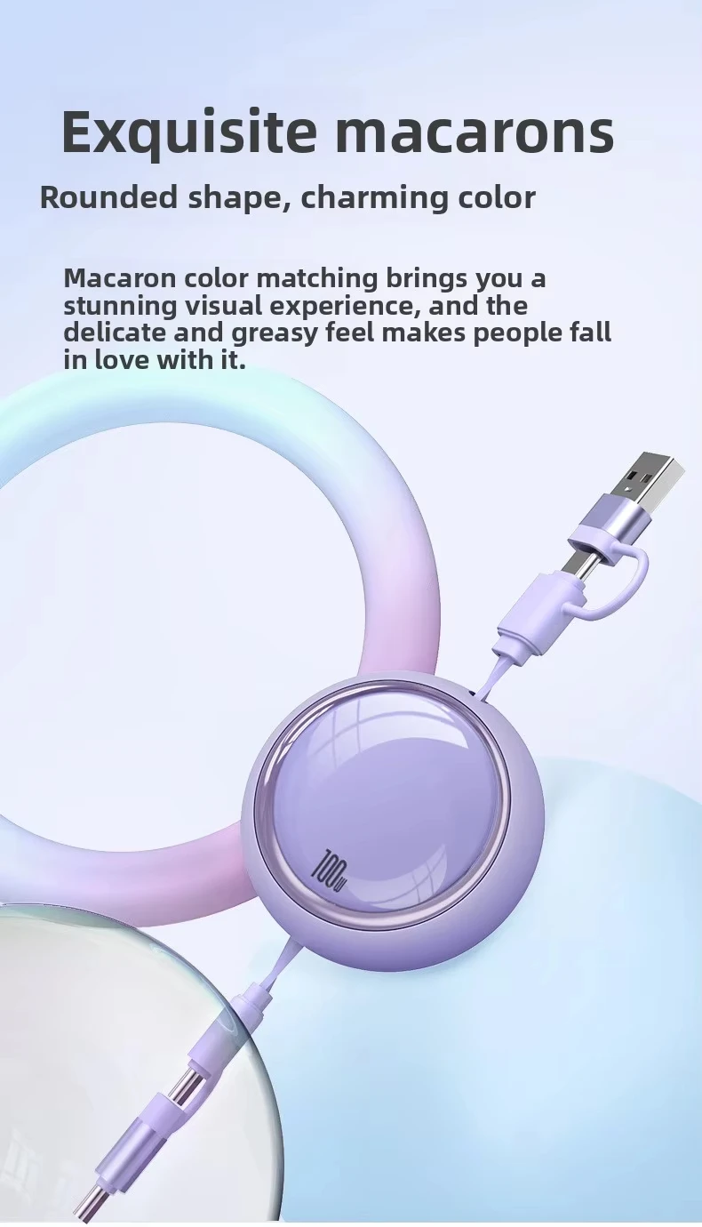 促销礼品标志可用5 1可伸缩USB C电缆多充电3A快速充电2in3多充电器线