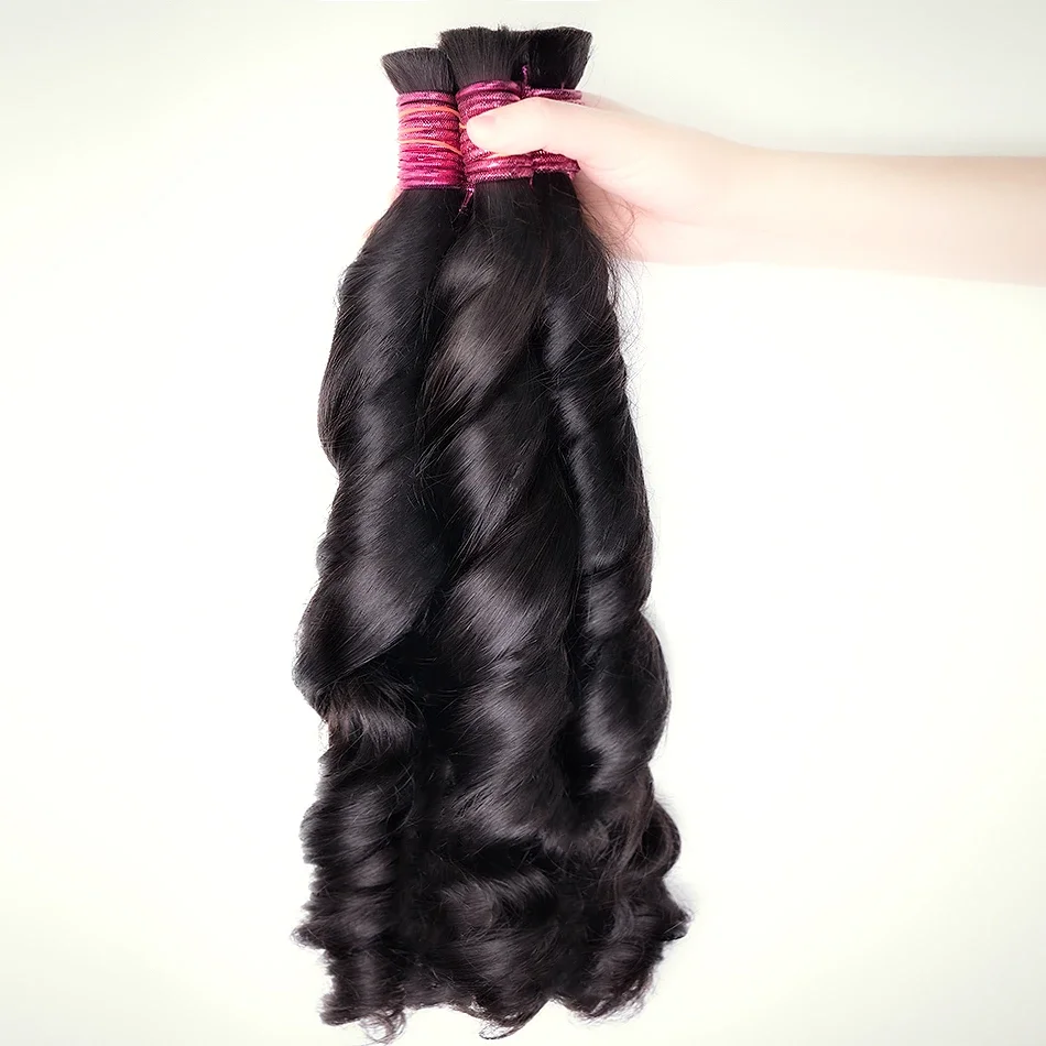 Capelli umani ondulati naturali, sfusi, senza trama, boho, trecce, intrecciati, ricci, corpo ondulato sciolto_voghion.com