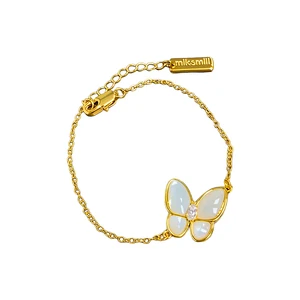 Muxcor High Quality Copper Mother-of-Pearl Zircon Fashion Butterfly Christmas Bracelets Charms for Bracelets Bulk