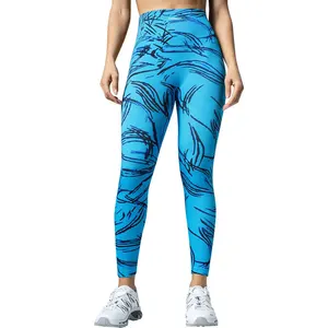 Wholesale Women's High Waist Slim Breathable Yoga Pants with Striped Design Skin Friendly Leggings for Sports Gym Outwear