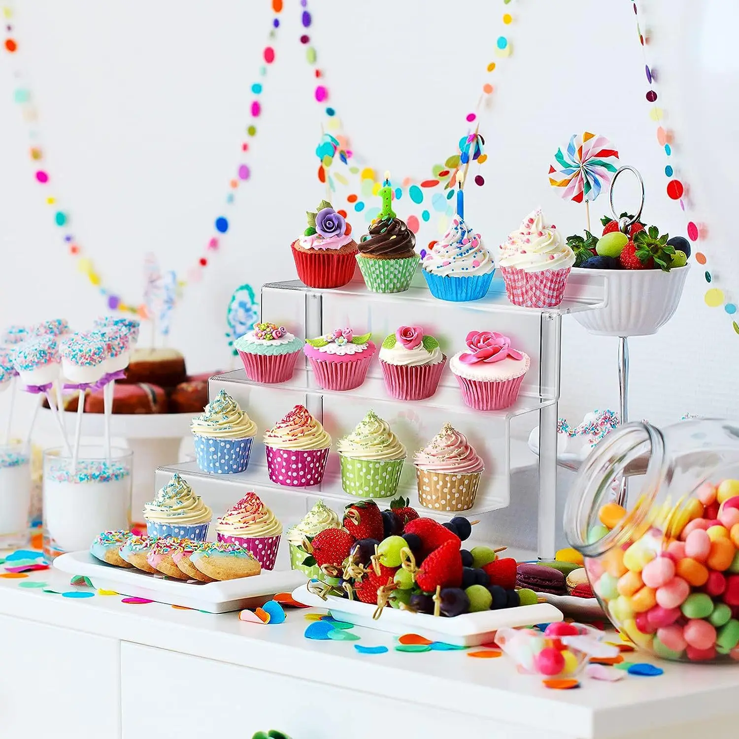 Transparent Multi-Layer Pop Figures Acrylic Riser Stepped Display Stand Jewelry Perfume Storage Acrylic Display Stand supplier