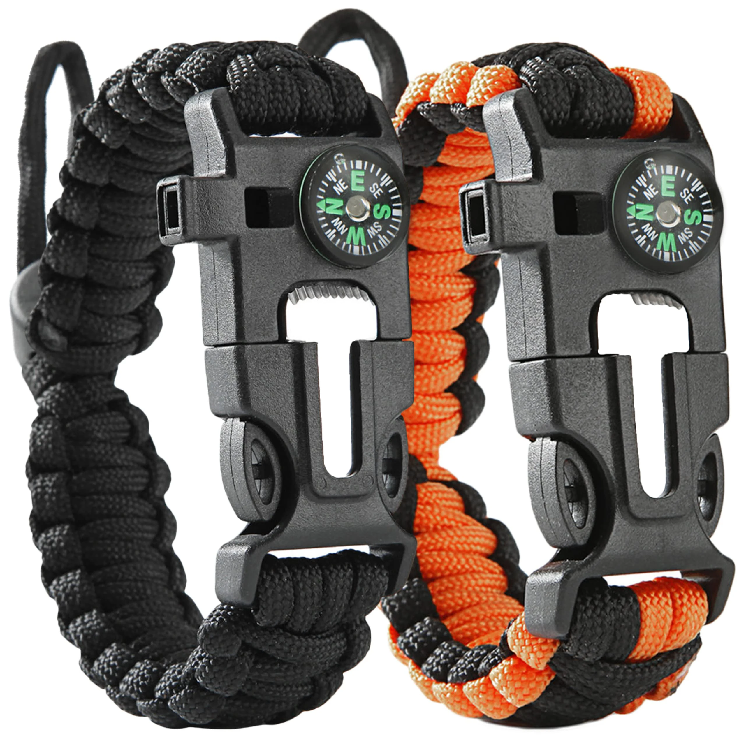 Camping Hiking Products Fire Starter Loud Whistle Paracord Bracelet