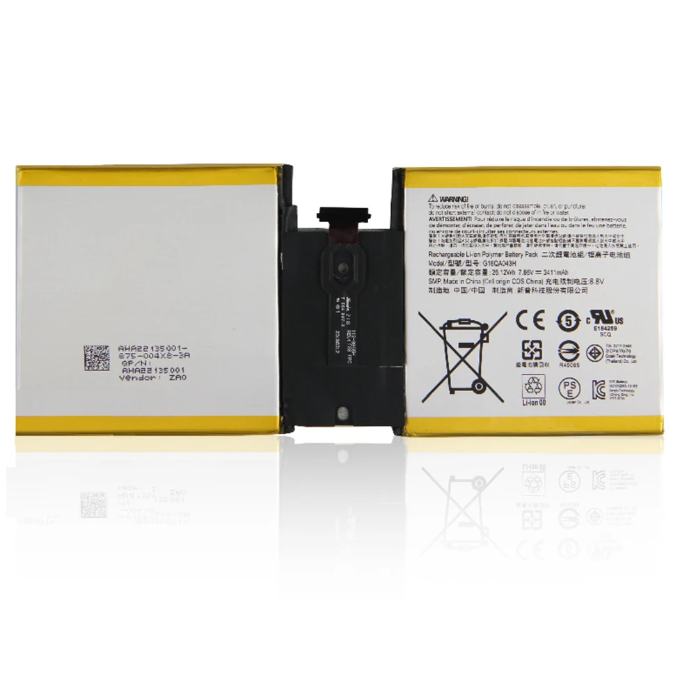 Batterie G16QA043H Pour Microsoft Surface Go 1824 Tablet - 7.66V 26.12Wh 3411mAh