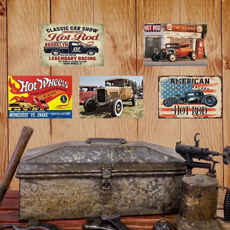 HOT ROD GARAGE SPEED SHOP METAL SIGN 12x8