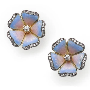 Fashion Zirconia Cubic Stud Earrings Jewelry Women 925 Sterling Silver Large Stud Flower Earrings