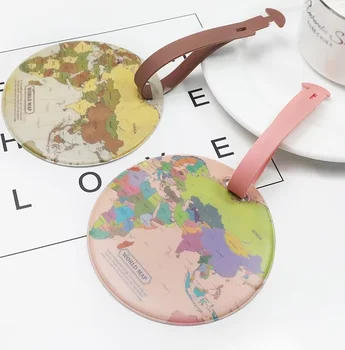 Wholesale Round Circle World Map Travel Tags Luggage Tags With Custom Logo